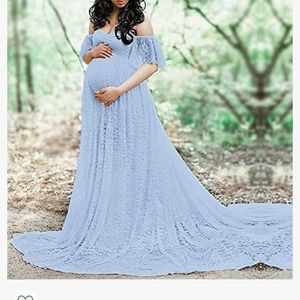 Maternity Photography Props Floral Lace Dress Fanc